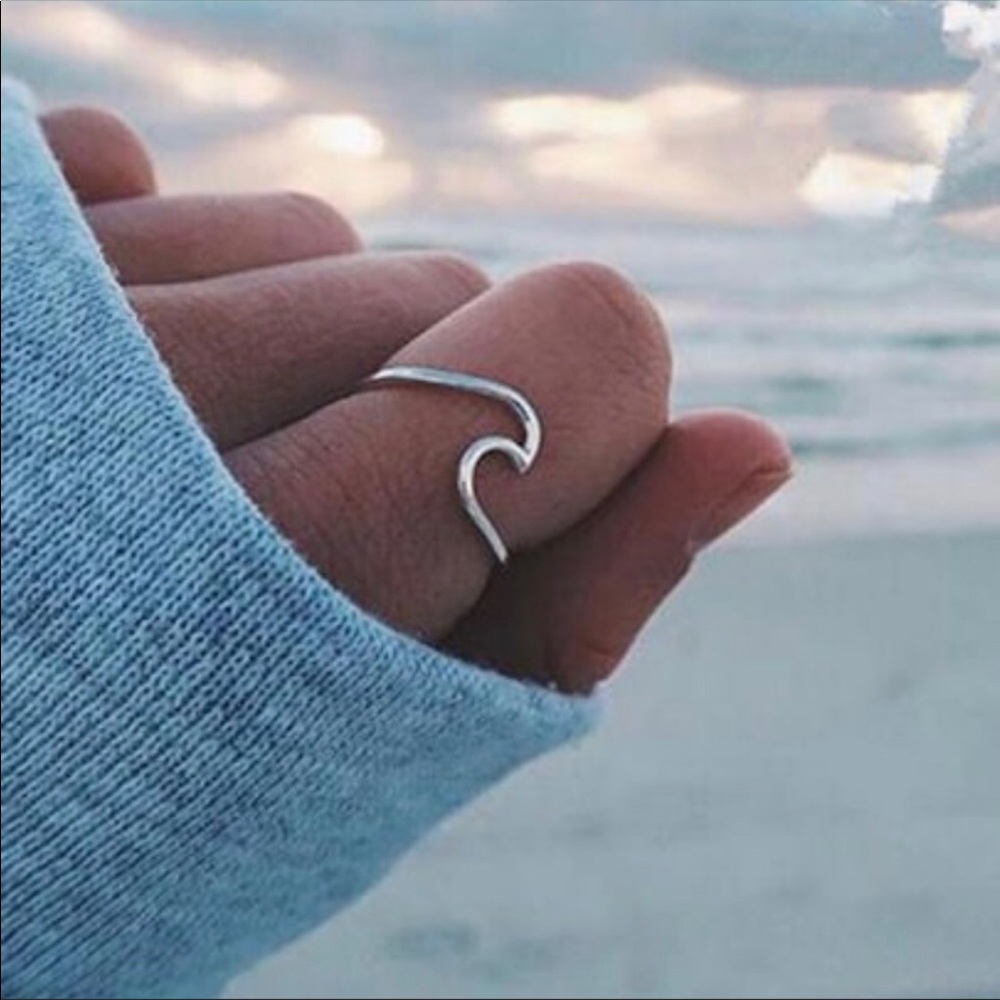 Silver Ocean Wave Ring